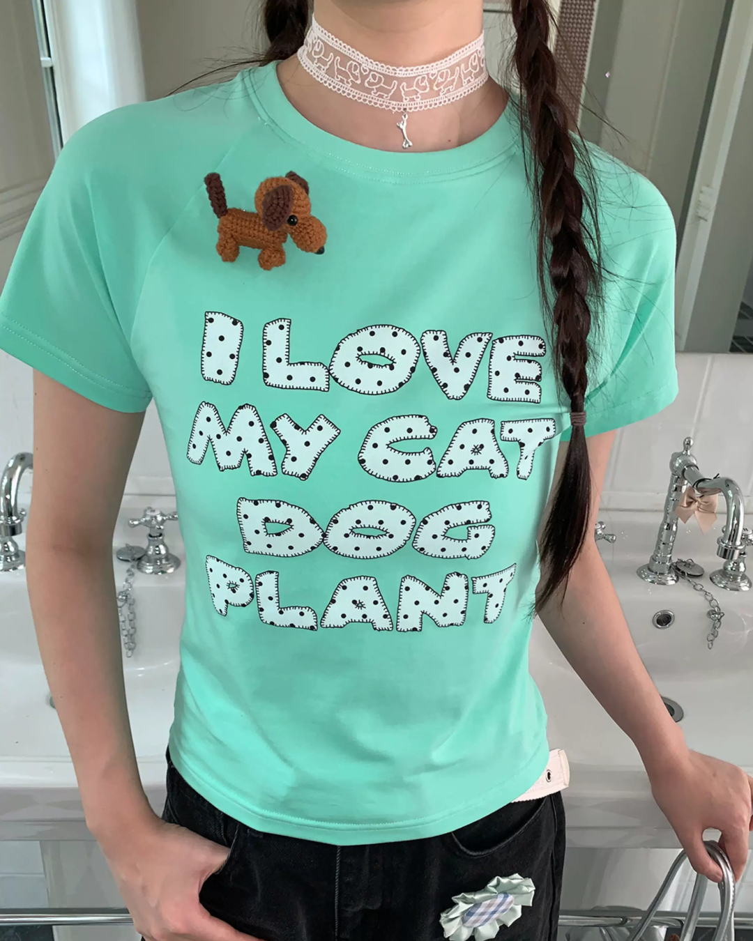 Polka-dot Lettering T-shirt TE0039