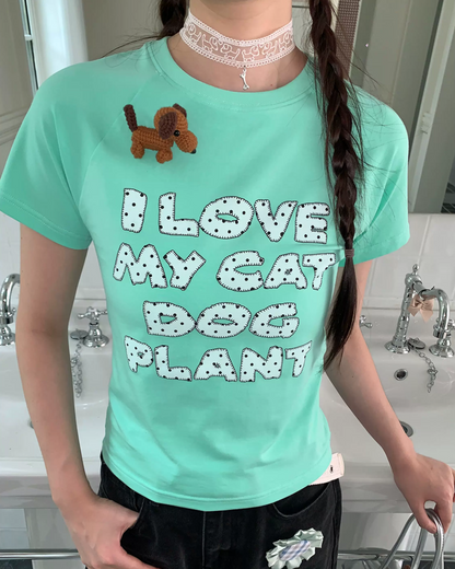 Polka-dot Lettering T-shirt TE0039