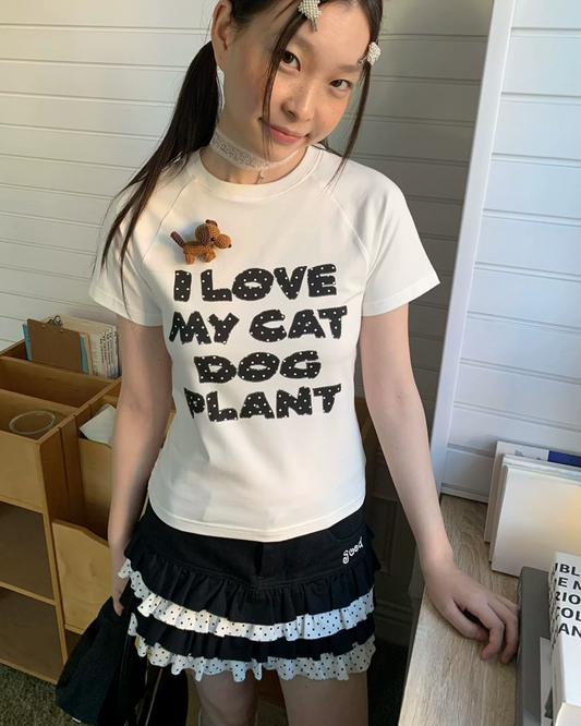 Polka-dot Lettering T-shirt TE0039