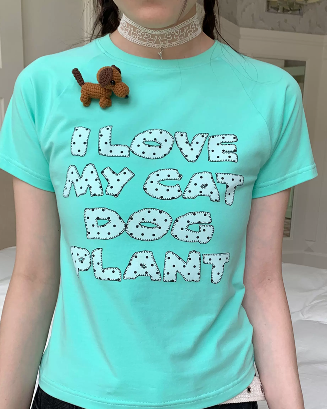 Polka-dot Lettering T-shirt TE0039