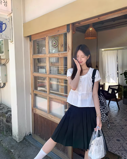 Black Pleats Skirt WH0004