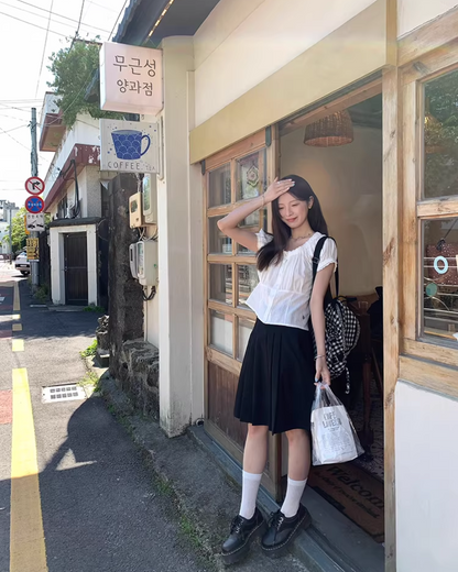 Black Pleats Skirt WH0004