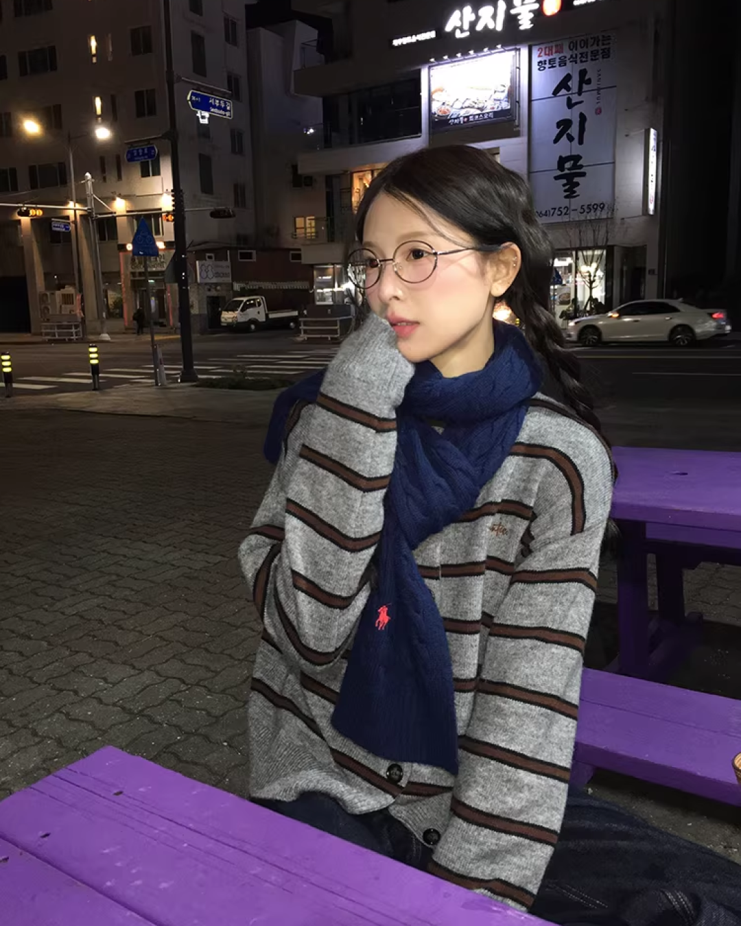 Lateral-striped Knit Cardigan  WH0005