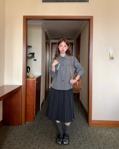 Pleats Middle Skirt WH0008