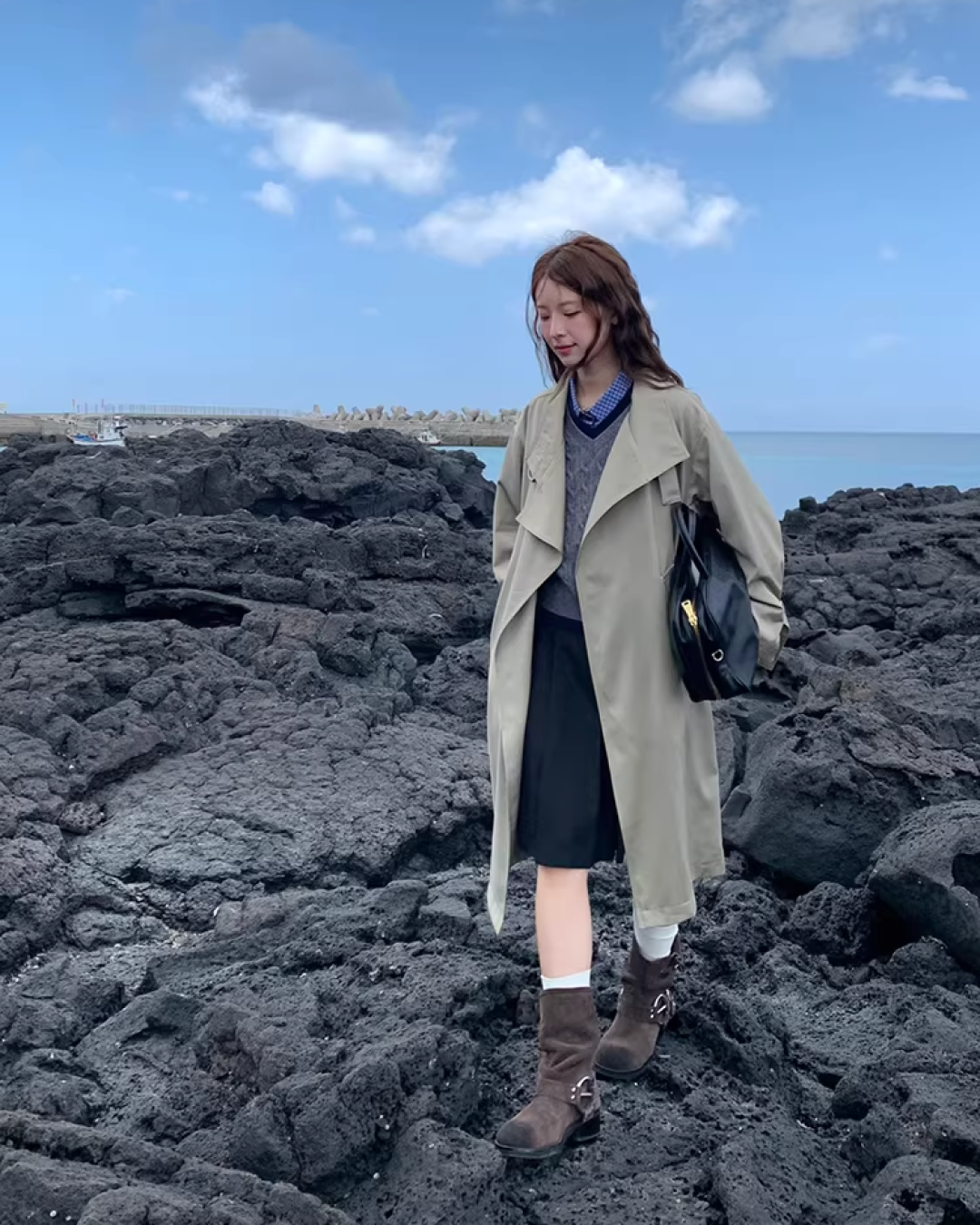 Stand Collar Long Trench Coat  WH0009