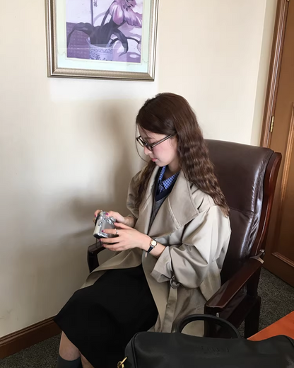 Stand Collar Long Trench Coat  WH0009