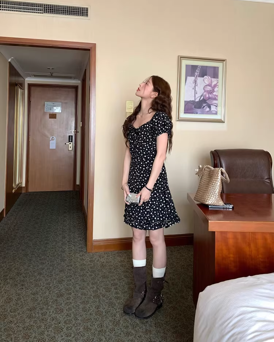 Flower Pattern Short Sleeve Dress WH0012