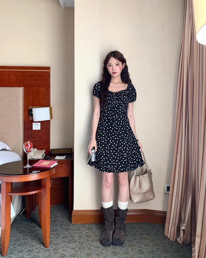 Flower Pattern Short Sleeve Dress WH0012