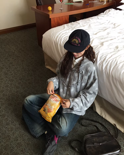 Heart Polka Dots Pattern Zip Hoodie WH0013