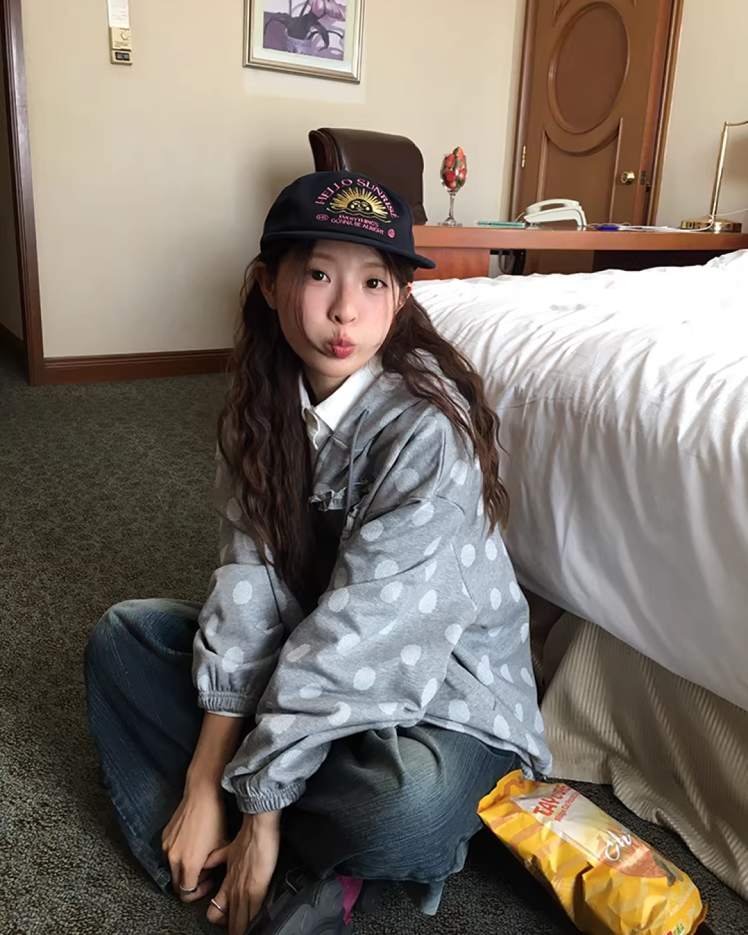 Heart Polka Dots Pattern Zip Hoodie WH0013