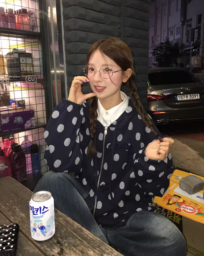 Heart Polka Dots Pattern Zip Hoodie WH0013