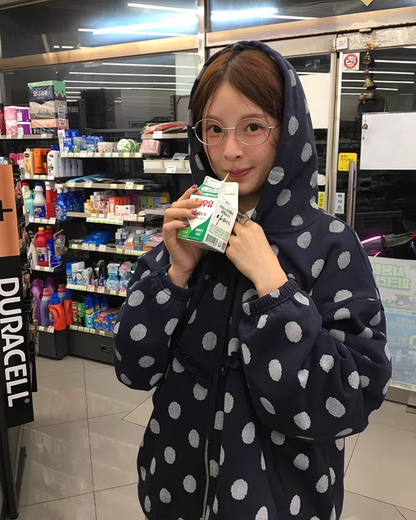 Heart Polka Dots Pattern Zip Hoodie WH0013