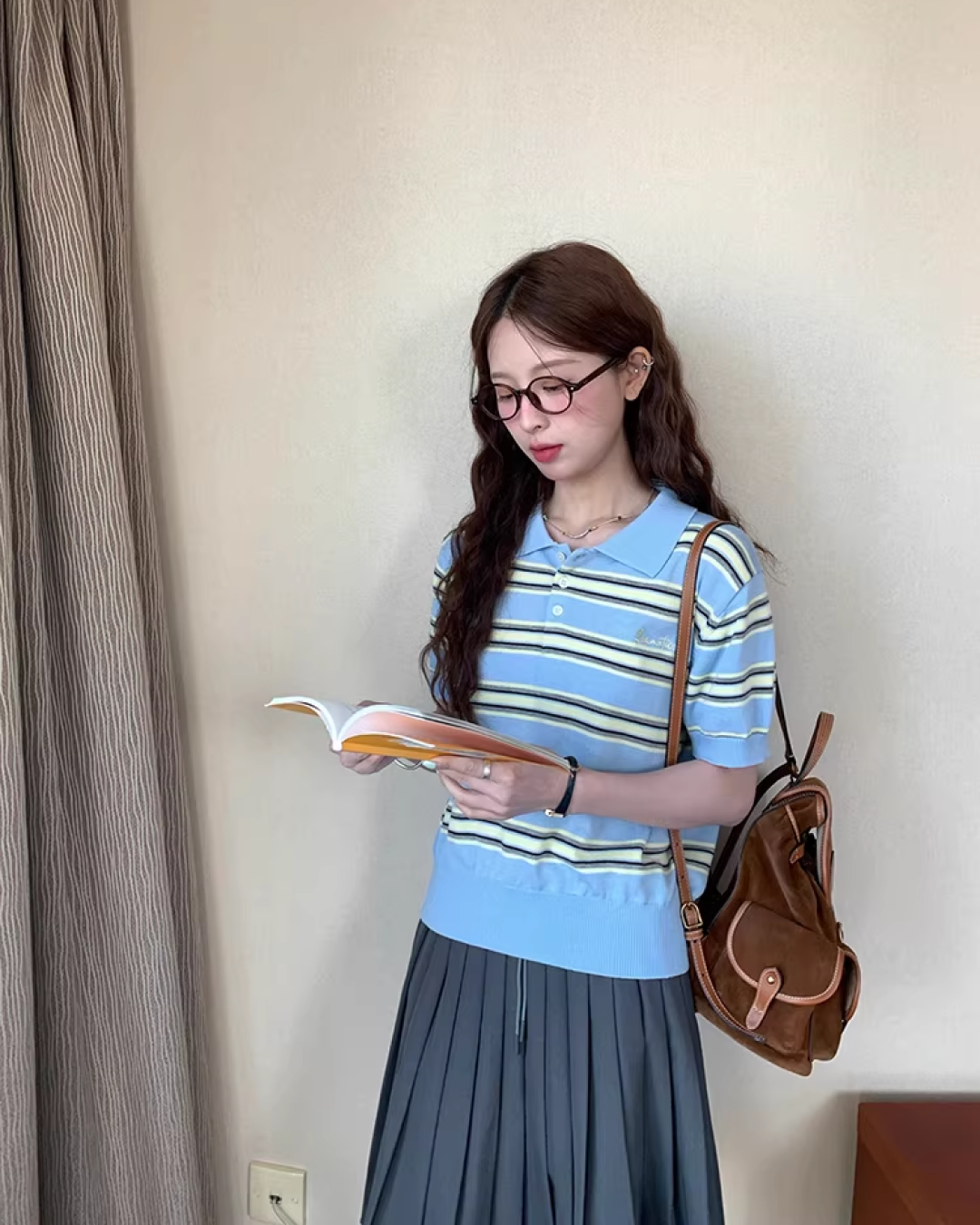 Light Blue Horizontal Stripes Polo Shirt WH0016