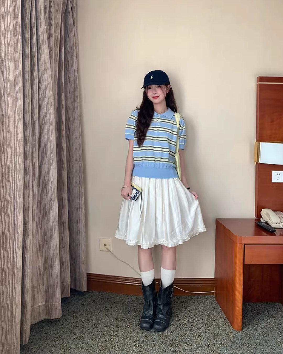 Light Blue Horizontal Stripes Polo Shirt WH0016