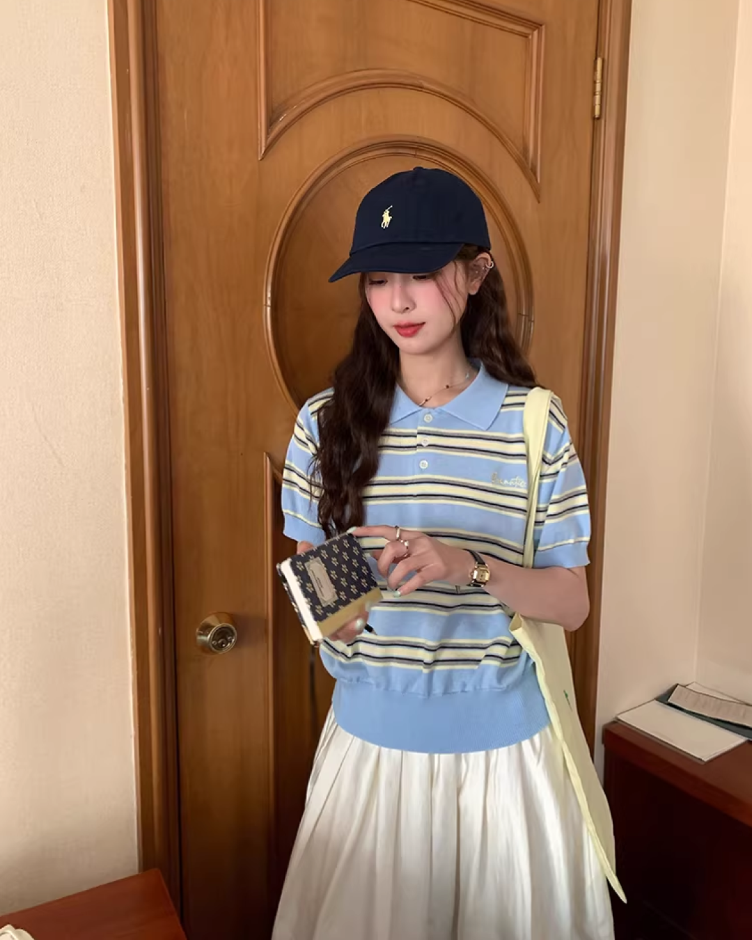 Light Blue Horizontal Stripes Polo Shirt WH0016