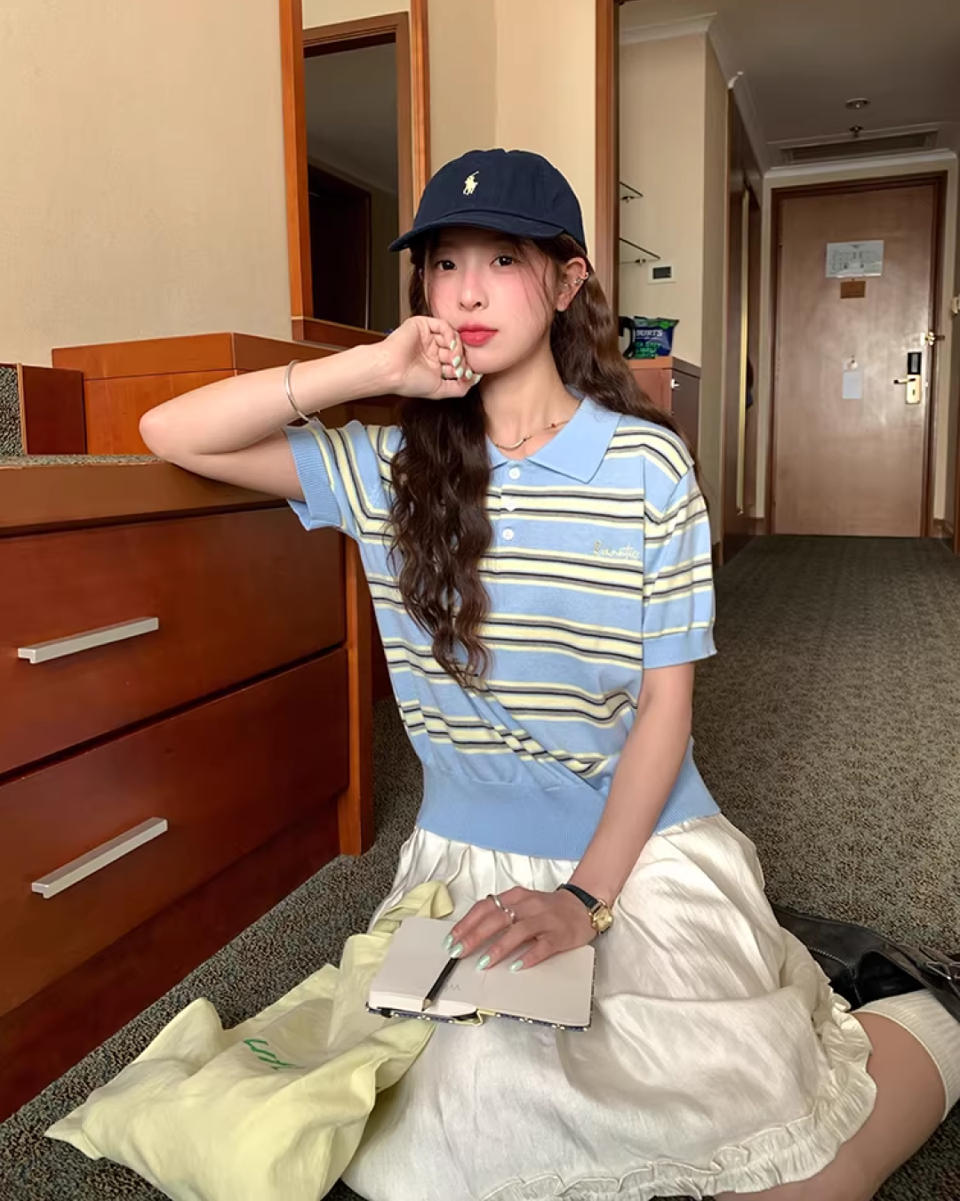 Light Blue Horizontal Stripes Polo Shirt WH0016