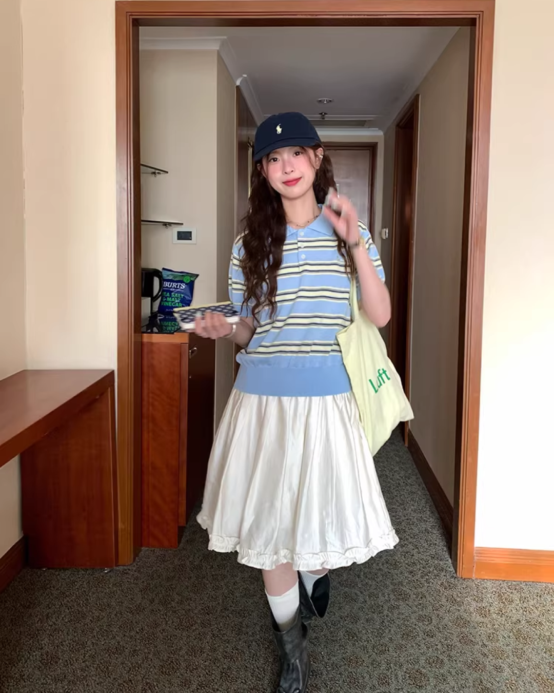 Light Blue Horizontal Stripes Polo Shirt WH0016